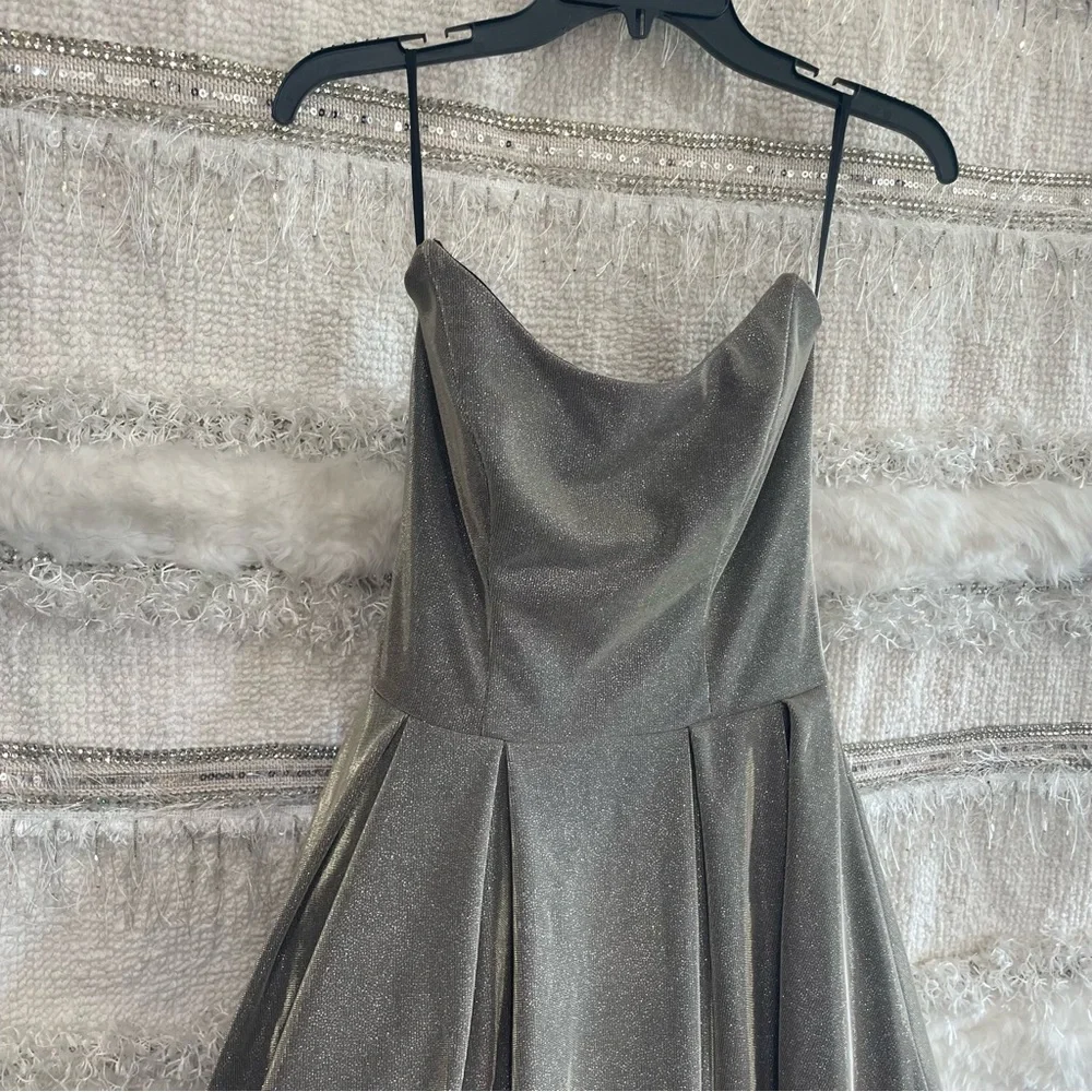 Betsy & Adam Womens Metallic Hi-Low Evening Dress - Picture 5 of 14